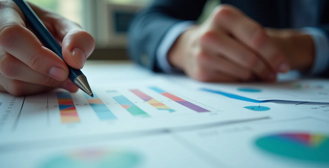 Gros plan sur des mains analysant des graphiques de compétences et besoins de formation