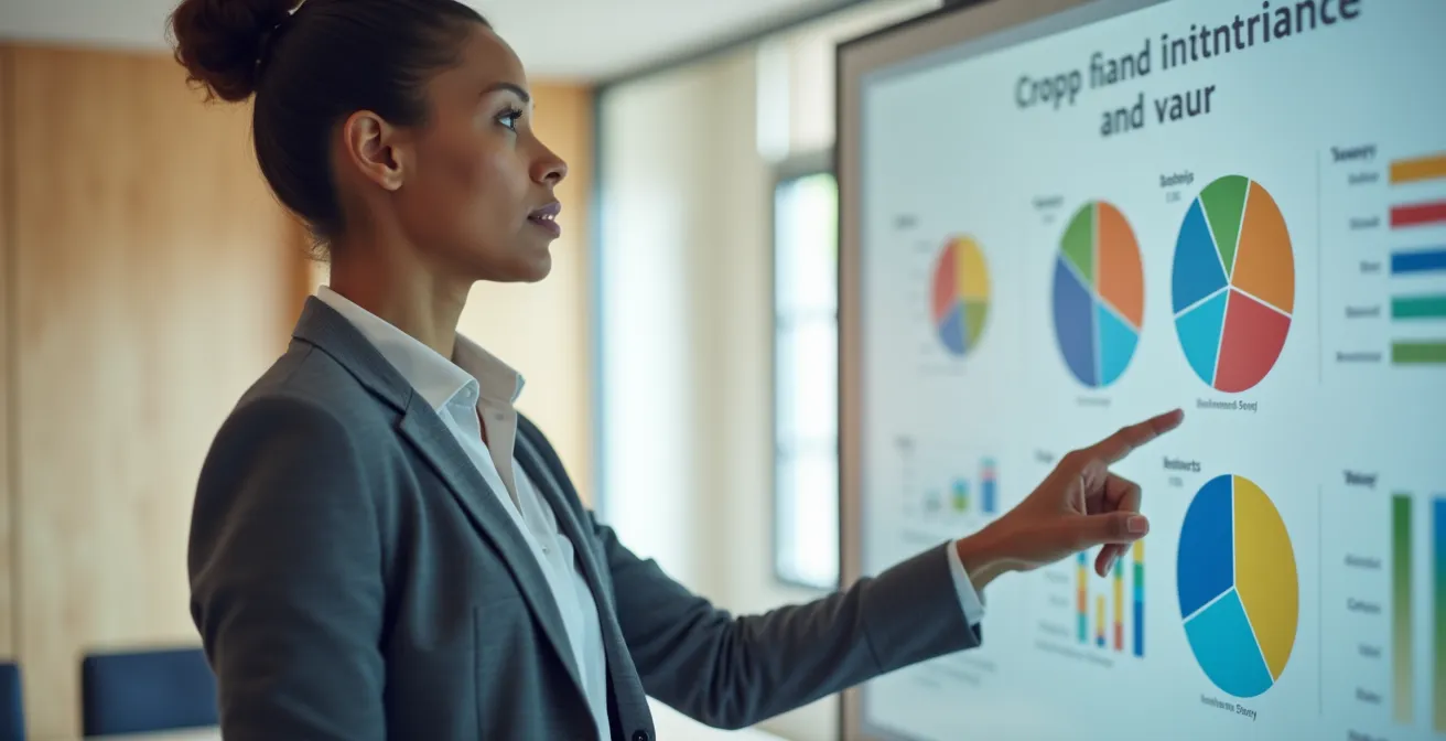 Professionnel analysant des données de conformité sur tableau interactif dans une salle de réunion moderne