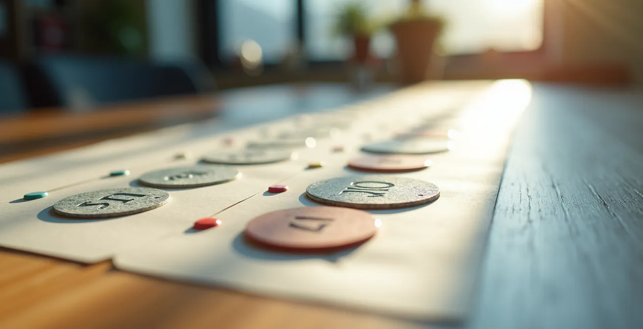 Chronologie visuelle du processus de francisation sur 12 mois pour les entreprises québécoises