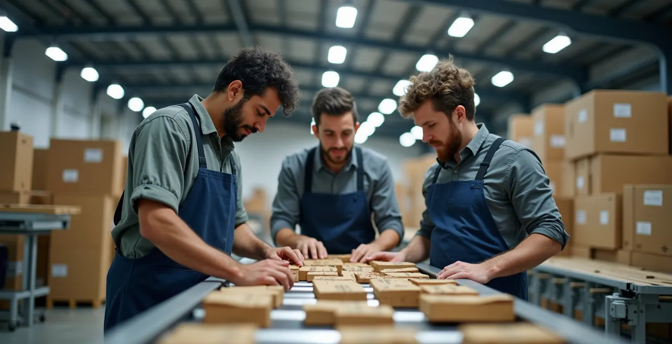 Entrepôt moderne montrant un système de tri automatisé pour la logistique inverse