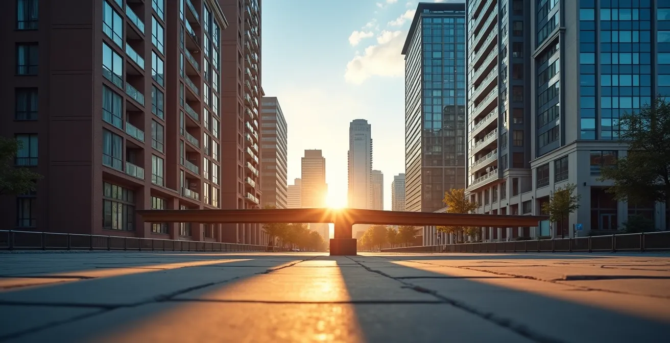 Composition visuelle montrant deux villes canadiennes avec des éléments symbolisant le coût de la vie