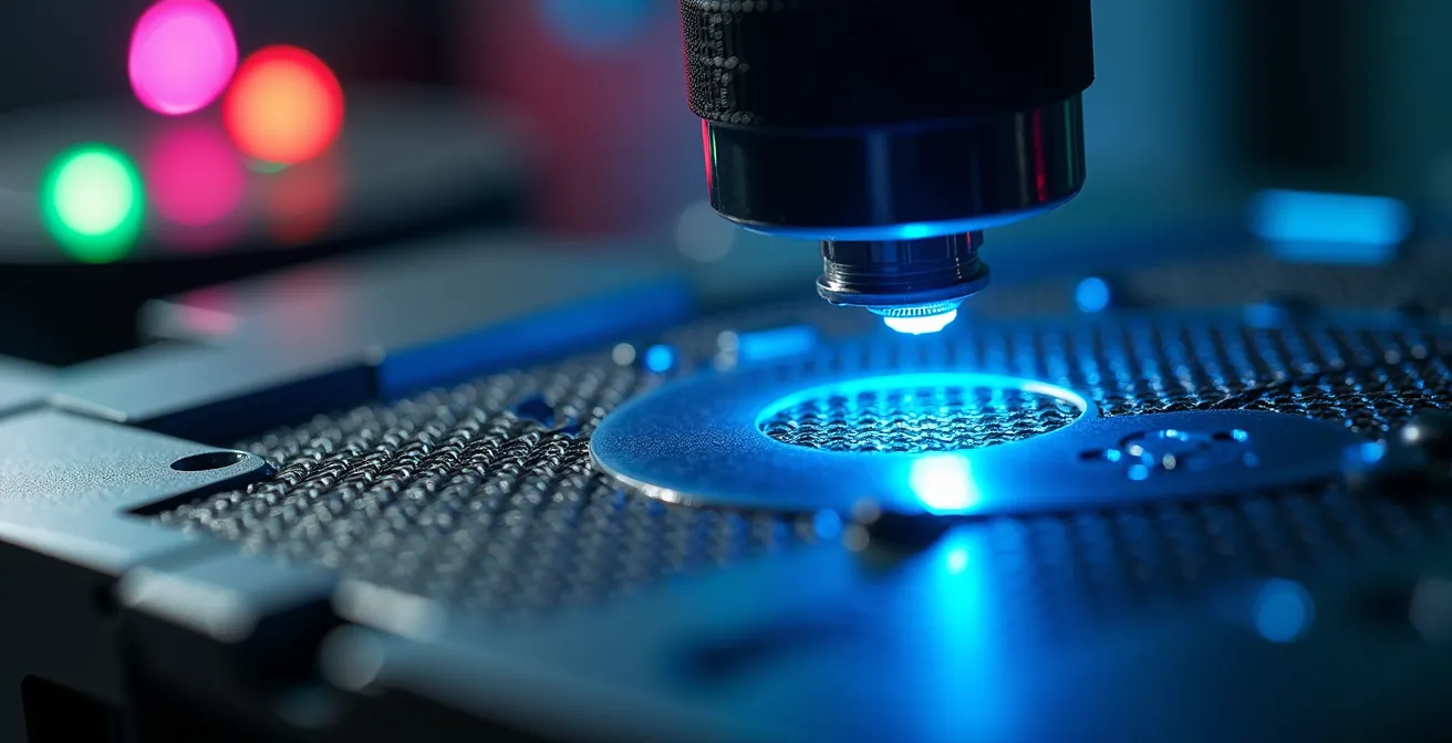 Système de vision artificielle analysant des produits avec projection holographique de données de conformité