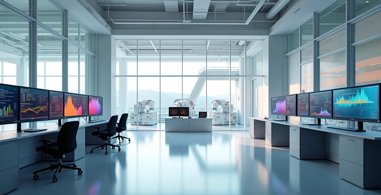 Tableau de bord ERP affichant des données de vision artificielle en temps réel dans une usine manufacturière