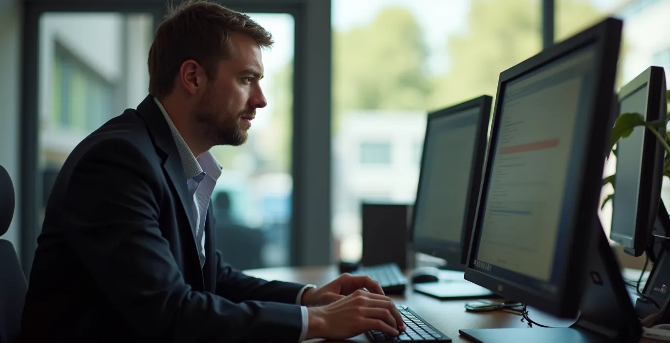 Employé utilisant un système de signalement confidentiel dans un bureau canadien