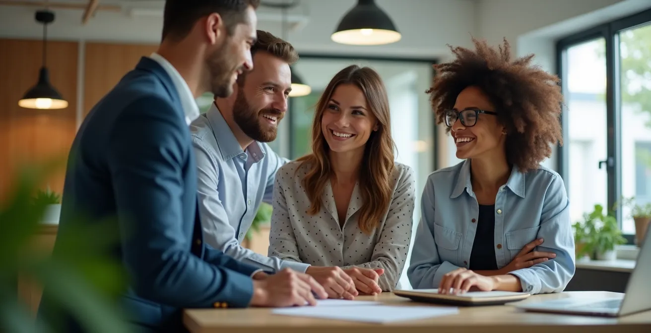 Bureau moderne avec espaces de travail flexibles illustrant la variabilisation des coûts