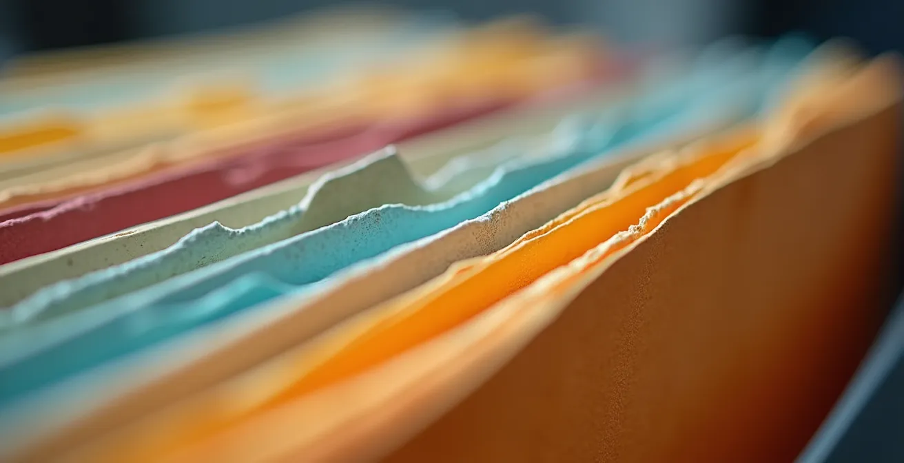 Système d'archivage méticuleux de documents comptables avec codes couleurs