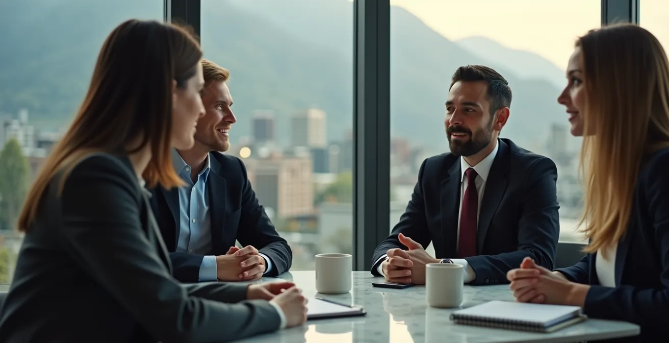 Trois professionnels canadiens représentant différentes régions dans un espace de coworking moderne