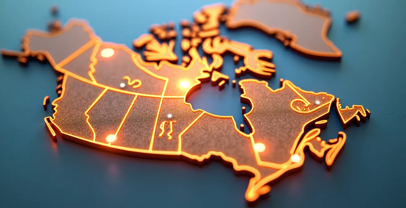 Carte du Canada montrant les connexions entre fournisseurs locaux et régionaux