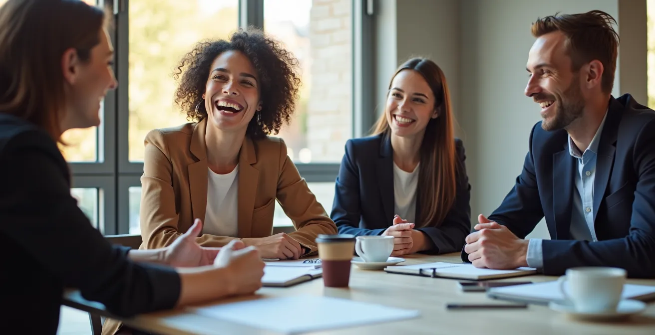 Équipe technique diverse en réunion collaborative dans un espace moderne