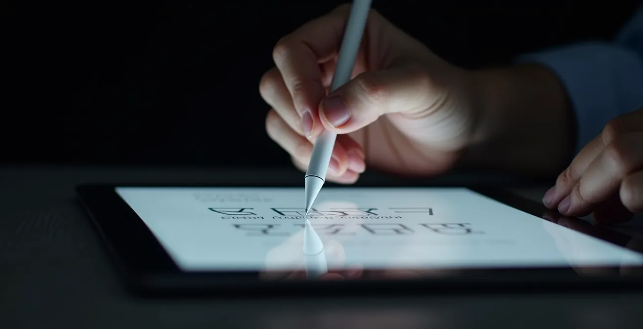 Main signant électroniquement un contrat sur tablette avec stylet
