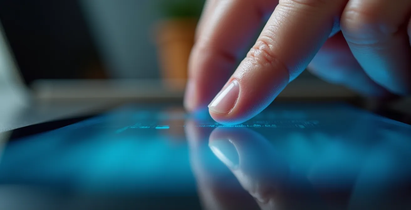 Gros plan sur une tablette montrant un processus de signature électronique sécurisée