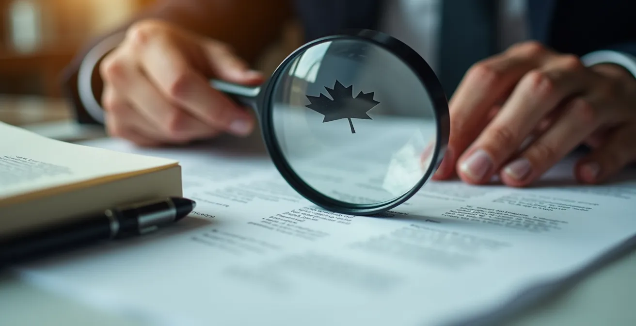 Mains analysant des documents contractuels avec une loupe, illustrant l'examen minutieux du statut de travailleur autonome